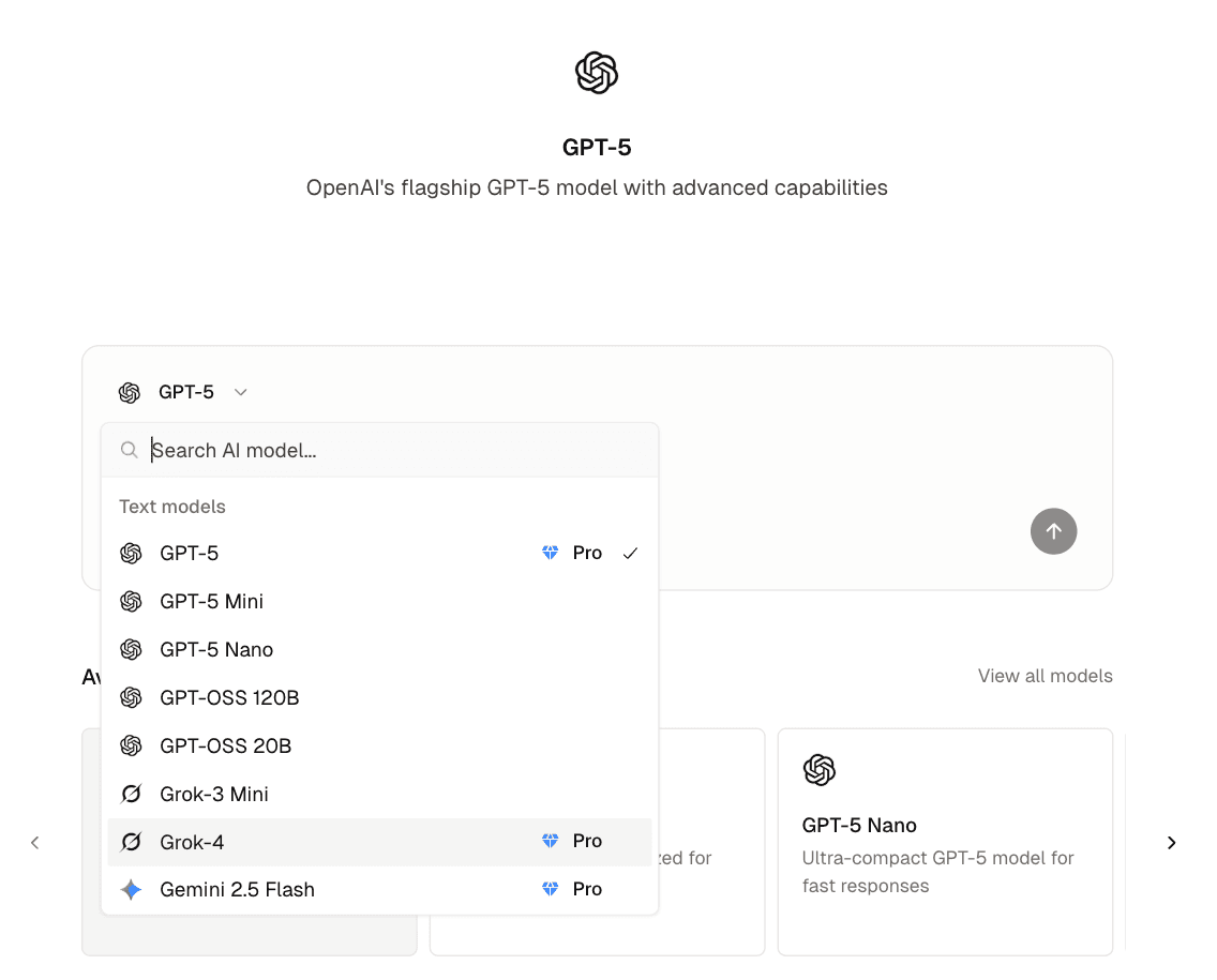 Switch between models feature